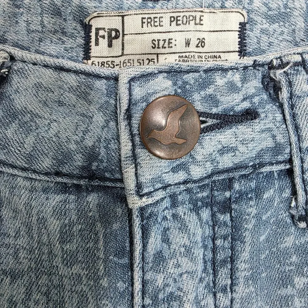 Free People Ankle Zip Skinny Jeans Reptile Snake Print Acid Wash, Size 26